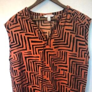 Vera Wang Orange and Black Geometric Blouse